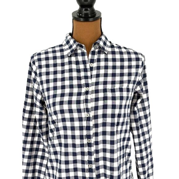 J. Crew “Boy Fit” Casual Blue and White Gingham Button-Up Shirt – Size XS - Picture 2 of 7